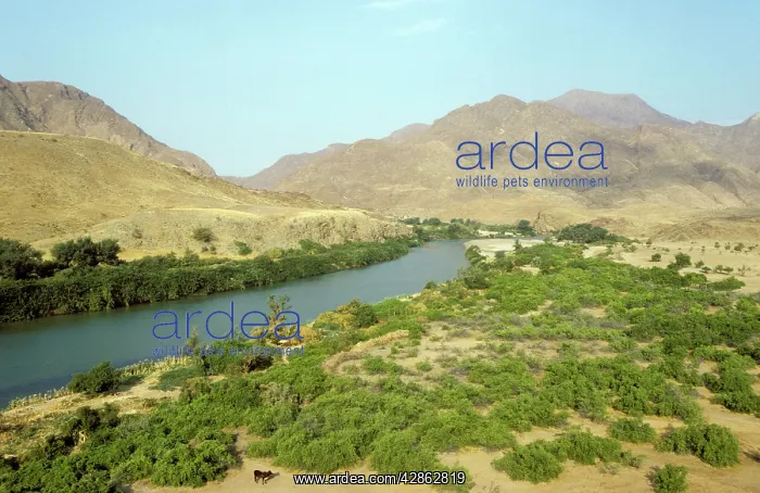 : Namibia - Kunene River (border river between Namibia : Namibia - Kunene River (border river between Namibia