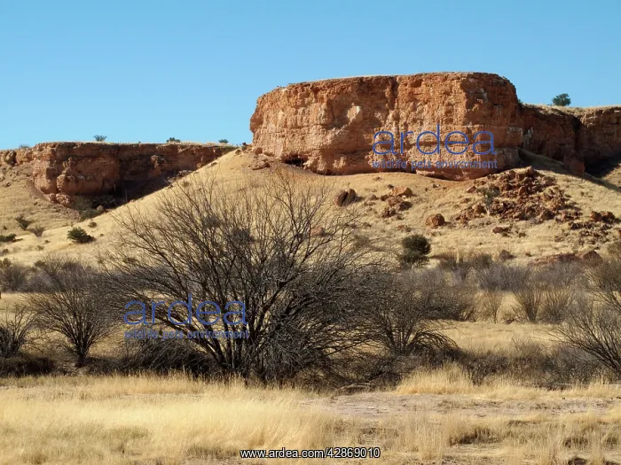: Namibia - Sandstone rock formations frame the dry : Namibia - Sandstone rock formations frame the dry