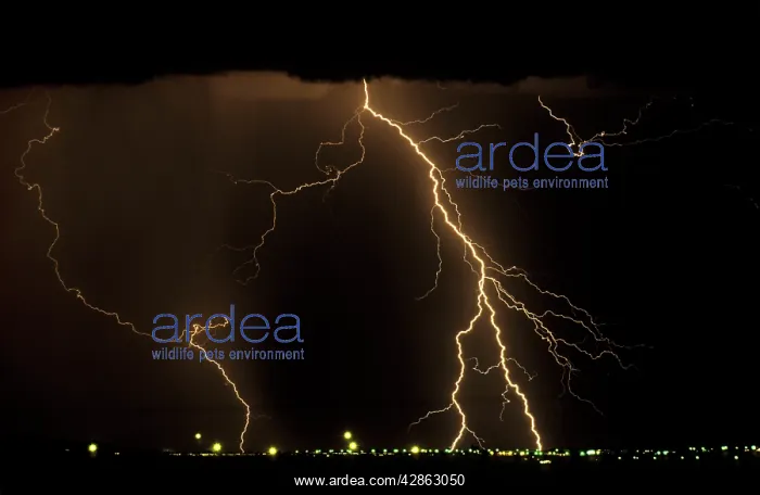 : Namibia - thunderstorm and lightning over the town : Namibia - thunderstorm and lightning over the town