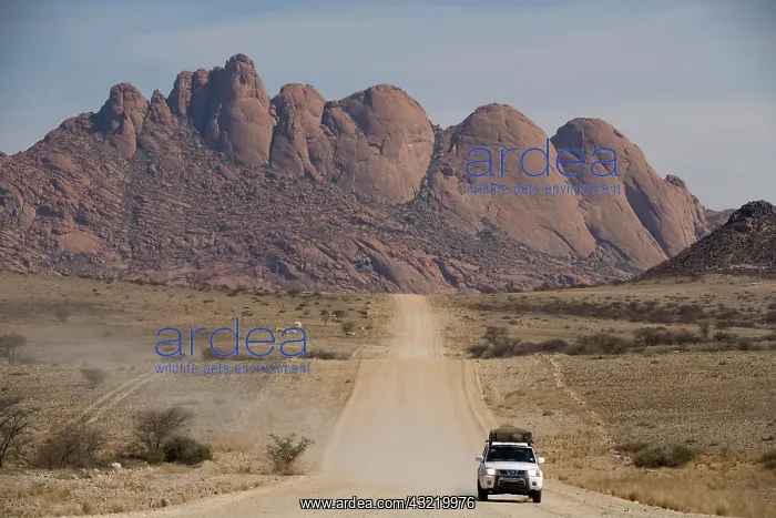 : Namibia, Usakos, Safari truck drives down : Namibia, Usakos, Safari truck drives down