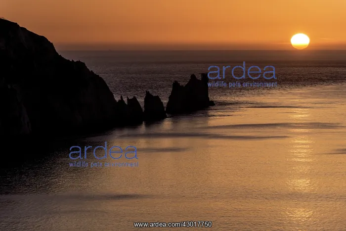  : The Needles cliffs at dusk sunset
