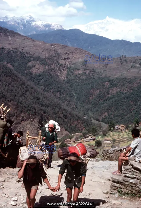  : NEPAL - Porters on the trail, 5, 000 ft above Pokhara