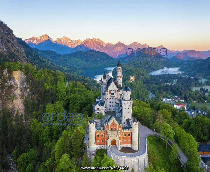  : Neuschwanstein Castle, Tannheimer Berge in the morning