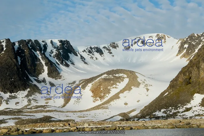 : Norway, Spitsbergen. Rugged retreating glacial : Norway, Spitsbergen. Rugged retreating glacial