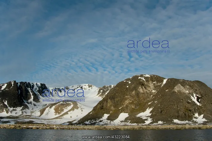 : Norway, Spitsbergen. Rugged retreating glacial : Norway, Spitsbergen. Rugged retreating glacial