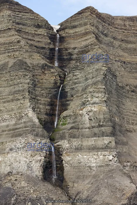 : Norway, Svalbard, Edgeoya Island, Waterfall : Norway, Svalbard, Edgeoya Island, Waterfall