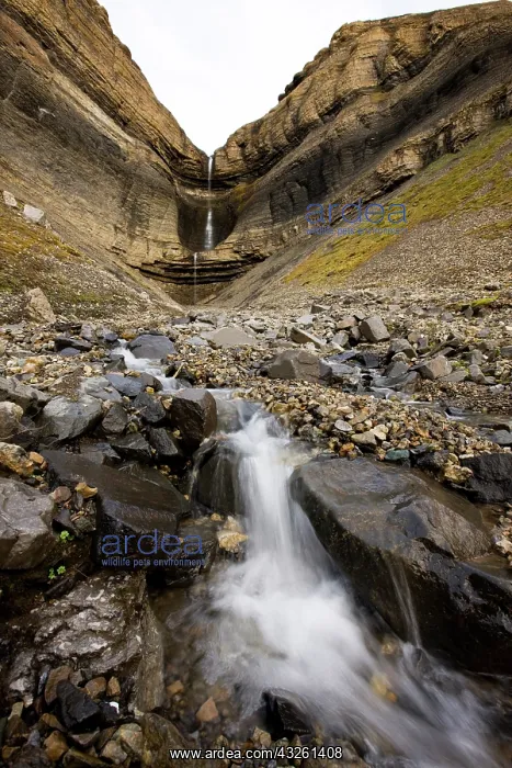 : Norway, Svalbard, Spitsbergen, Waterfall : Norway, Svalbard, Spitsbergen, Waterfall