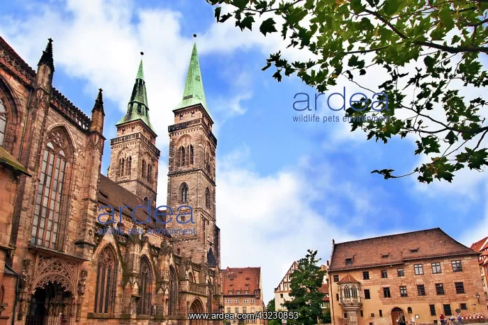 : Nuremberg, Germany, Church towers of Sebalduskirche : Nuremberg, Germany, Church towers of Sebalduskirche