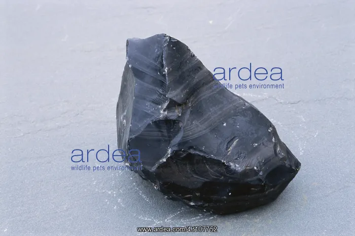 : Obsidian, showing flow banding : Obsidian, showing flow banding