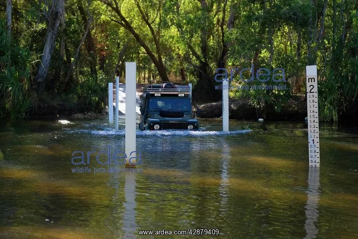  : Offroad driving - Landrover Defender crossing a river