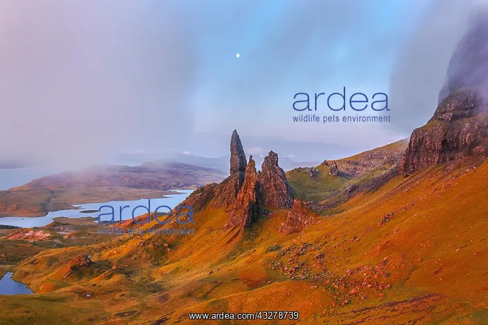 : Old Man of Storr - view towards famous rock formation : Old Man of Storr - view towards famous rock formation
