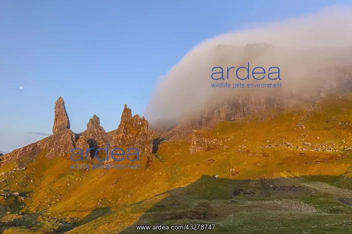 : Old Man of Storr - view towards famous rock formation : Old Man of Storr - view towards famous rock formation