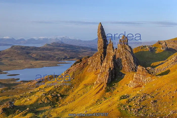 : Old Man of Storr - view towards famous rock formation : Old Man of Storr - view towards famous rock formation