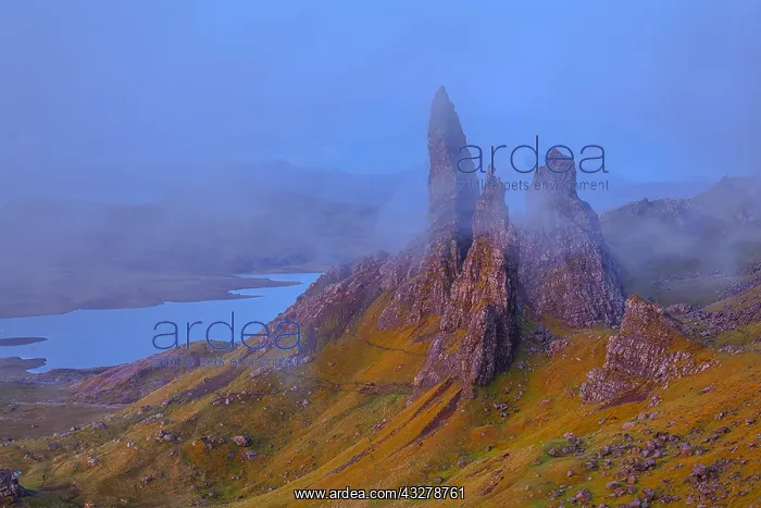 : Old Man of Storr - view towards famous rock formation : Old Man of Storr - view towards famous rock formation