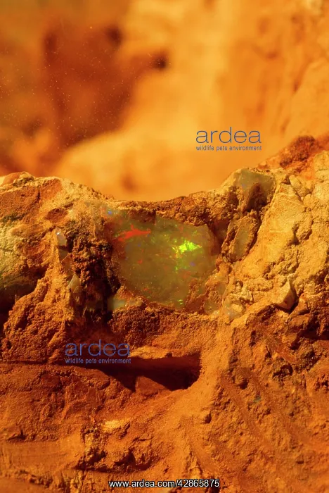: Opal mining opal in mine wall Coober Pedy : Opal mining opal in mine wall Coober Pedy