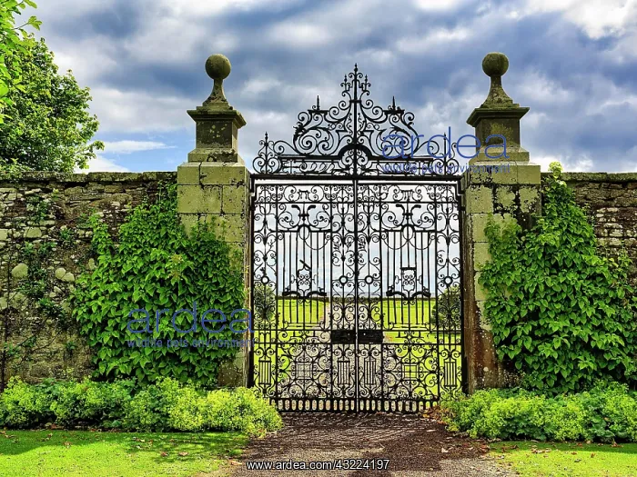 : Ornate wrought iron garden gate, Dunrobin Castle : Ornate wrought iron garden gate, Dunrobin Castle