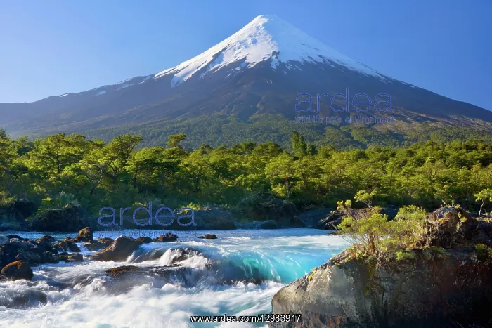 : Osorno and Saltos de Petrohue - snow-clad volcano : Osorno and Saltos de Petrohue - snow-clad volcano