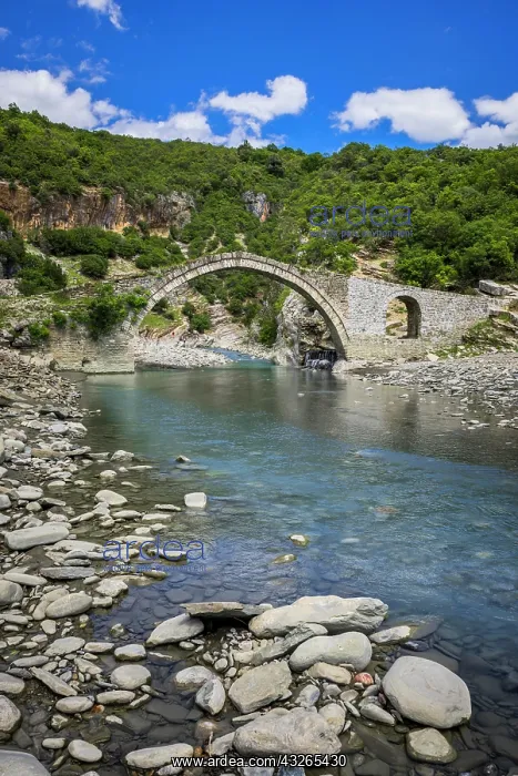: Ottoman stone arch bridge Ura e Kadiut, River Lengarica : Ottoman stone arch bridge Ura e Kadiut, River Lengarica