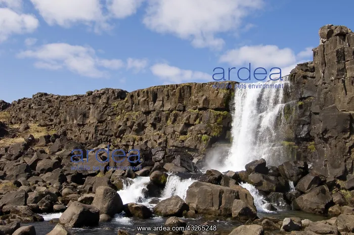 : Oxararfoss waterfall on Mid-Atlantic Rift : Oxararfoss waterfall on Mid-Atlantic Rift