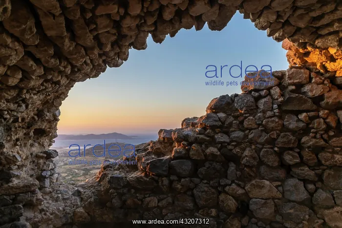 : Paleo Pyli castle ruins, view of sea and landscape : Paleo Pyli castle ruins, view of sea and landscape