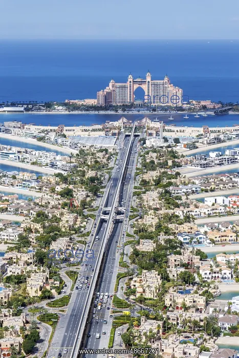: The Palm Jumeirah with Atlantis Hotel artificial island from : The Palm Jumeirah with Atlantis Hotel artificial island from