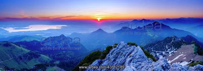 : Panorama photo, Alpine panorama at sunrise from : Panorama photo, Alpine panorama at sunrise from