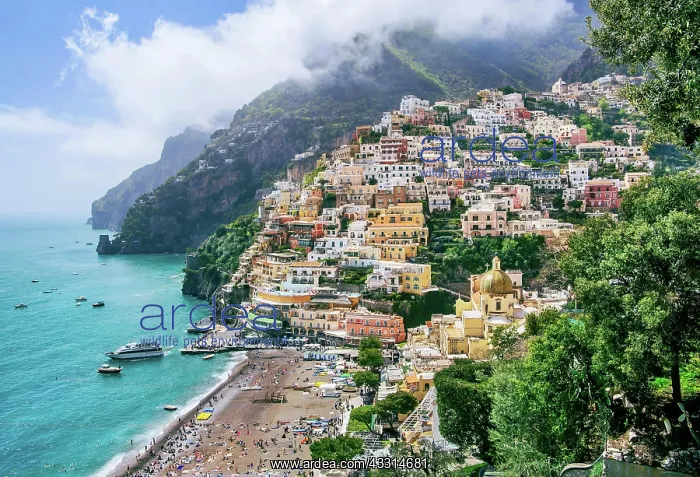 : Panorama of the village by the sea, Positano, Amalfi : Panorama of the village by the sea, Positano, Amalfi