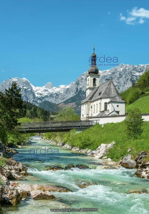 : Parish church St. Sebastian, Ramsauer Ache, Reiteralpe : Parish church St. Sebastian, Ramsauer Ache, Reiteralpe