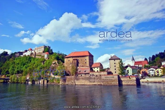 : Passau, Germany, the Danube River flows : Passau, Germany, the Danube River flows