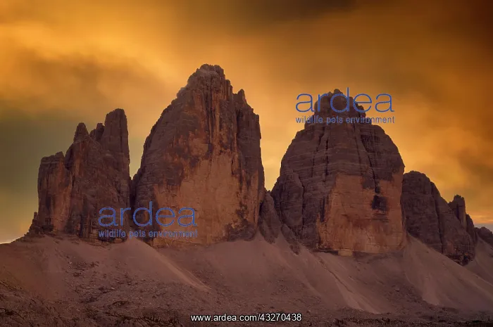 : Three Peaks, north faces, in the evening light : Three Peaks, north faces, in the evening light