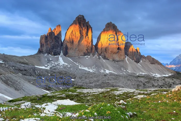 : Three Peaks in summer, Dolomites, South Tyrol, Italy : Three Peaks in summer, Dolomites, South Tyrol, Italy