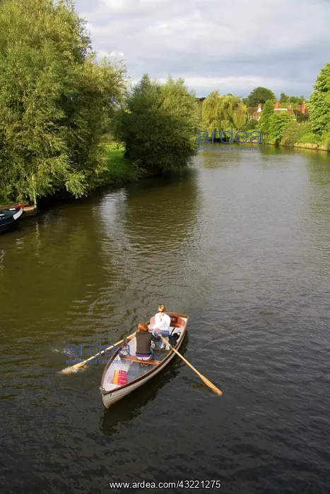 : People in a row boat on the River Avon at : People in a row boat on the River Avon at