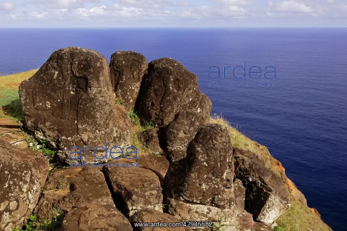 : Petroglyphs at Mata Ngarau, on ridge between a : Petroglyphs at Mata Ngarau, on ridge between a