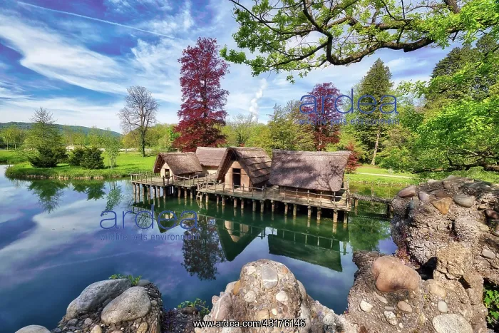 : Pile dwellings in Bally Park, Schnnenwerd, Canton : Pile dwellings in Bally Park, Schnnenwerd, Canton