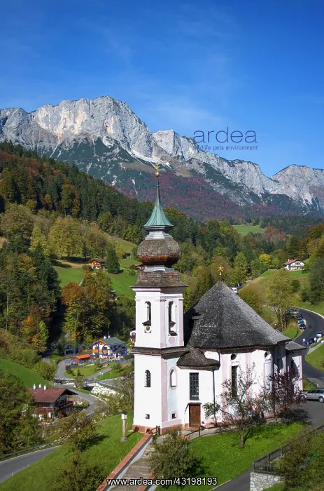 : Pilgrimage church Maria Gern behind it Untersberg : Pilgrimage church Maria Gern behind it Untersberg