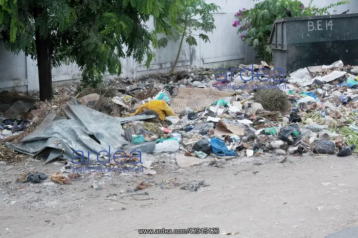 : Plastic litter and rubbish dumped on roadside : Plastic litter and rubbish dumped on roadside