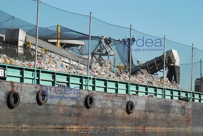 : Plastic on a Recycling Barge, newtown Creek, NYC : Plastic on a Recycling Barge, newtown Creek, NYC