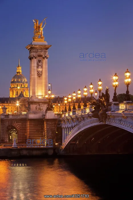 : Pont Alexandre III over River Seine with : Pont Alexandre III over River Seine with