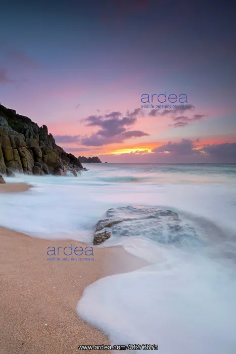 : Porthcurno - beach and seascape at dawn : Porthcurno - beach and seascape at dawn