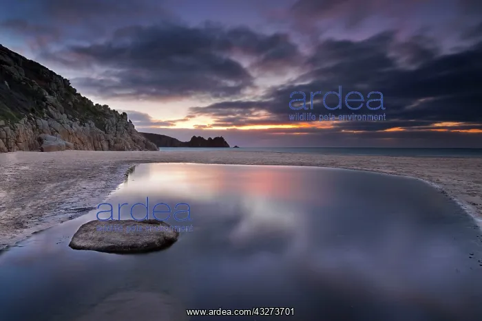 : Porthcurno - beach and seascape at dawn : Porthcurno - beach and seascape at dawn