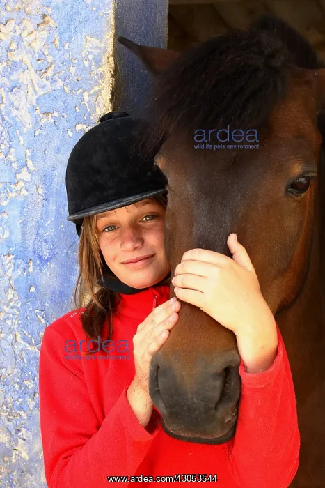 : Portrait of a young girl with her Horse : Portrait of a young girl with her Horse