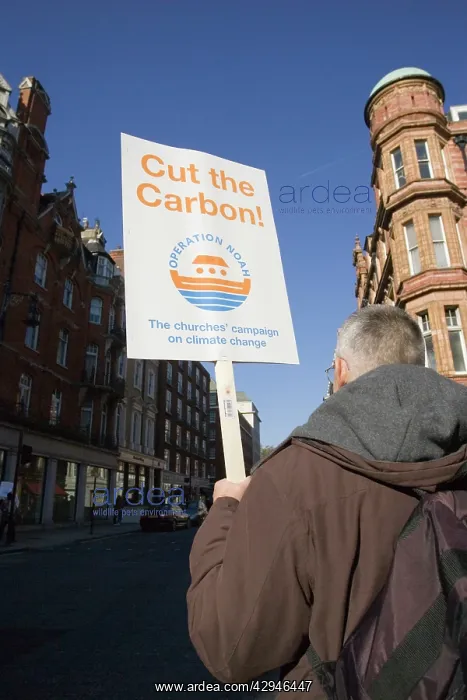 : Protester walking with Operation Noah Cut the Carbon : Protester walking with Operation Noah Cut the Carbon