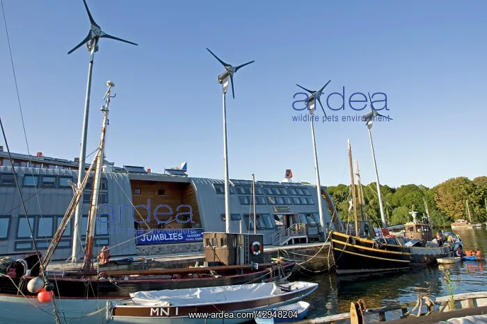 : Proven wind turbines alongside harbour Penryn near : Proven wind turbines alongside harbour Penryn near
