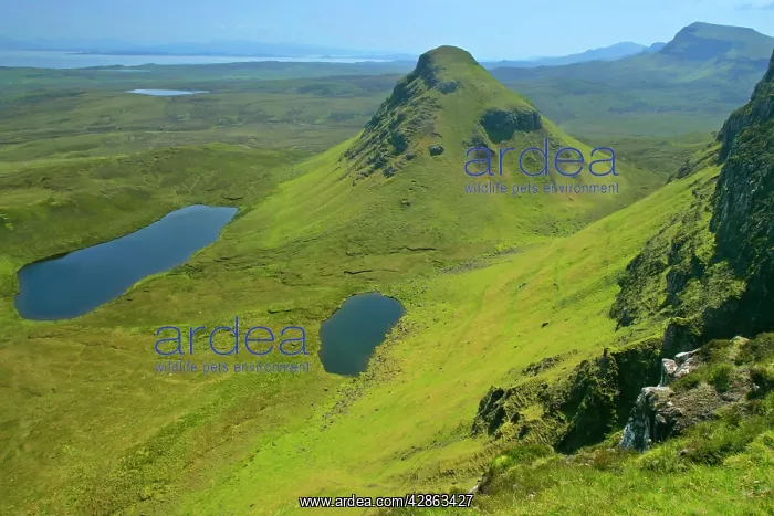 : The Quiraing landscape - lakes and rolling velvet : The Quiraing landscape - lakes and rolling velvet