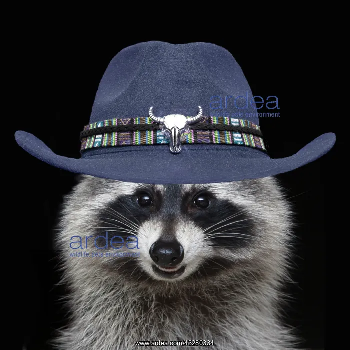 : Raccoon - wearing blue cowboy hat : Raccoon - wearing blue cowboy hat