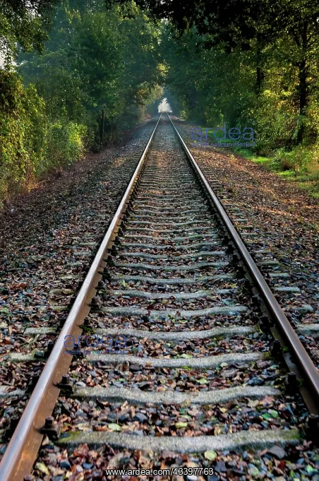 : Empty railroad tracks, Tuscany, Italy : Empty railroad tracks, Tuscany, Italy