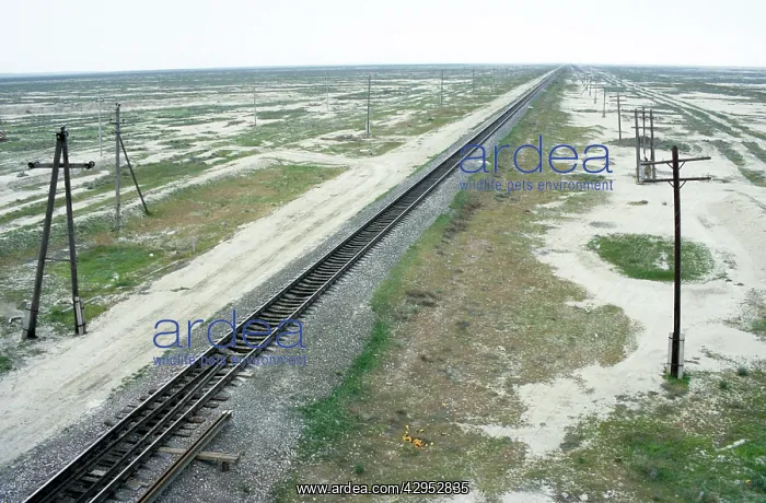 : Railway Ashgabad - Krasnovodsk - in desert landscape : Railway Ashgabad - Krasnovodsk - in desert landscape