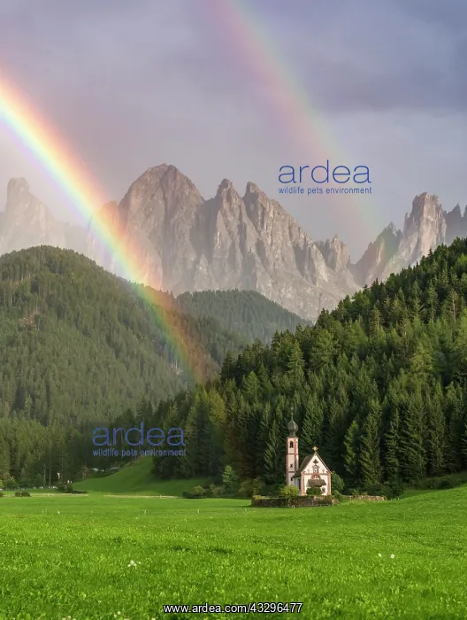  : Rainbow in front of the church St. Johann in Ranui