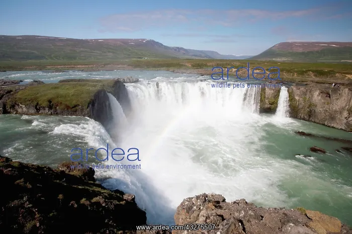 : Rainbow formed in the mists of Godafoss : Rainbow formed in the mists of Godafoss