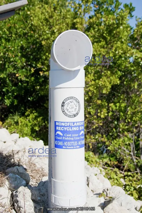 : Recepticle for used discarded fishing line : Recepticle for used discarded fishing line
